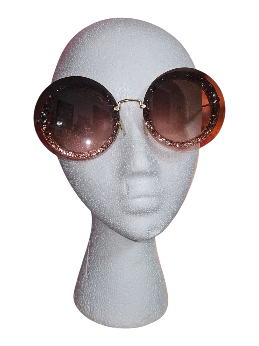Round Pink Glitter Sunglasses - Unbranded